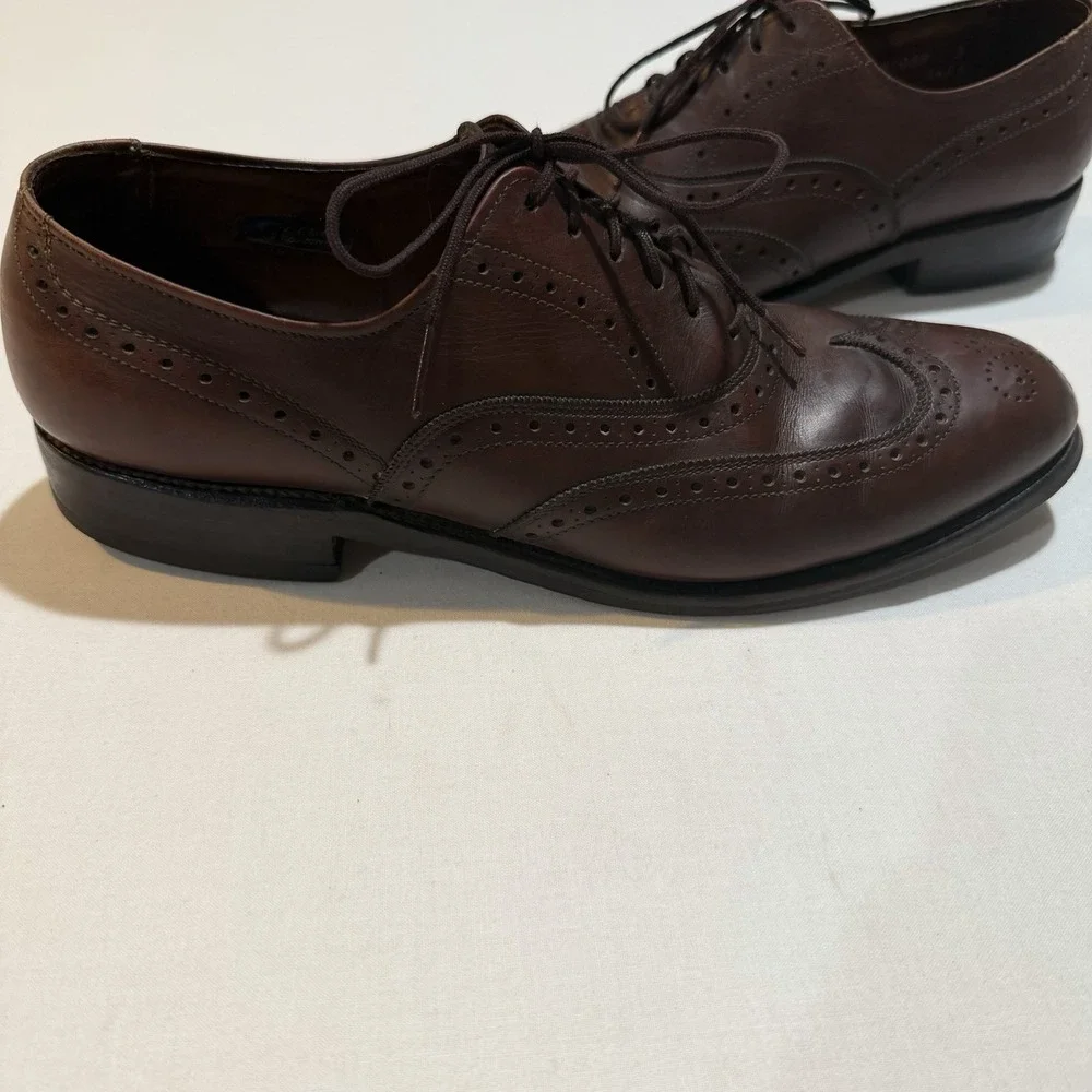 Allen Edmonds Chester Wingtip Oxfords Brown Leather Mens 8 A Narrow 4612 USA